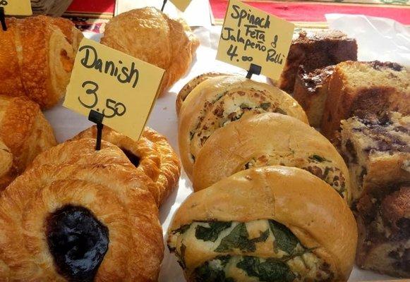 The spinach, feta, jalapeño rolls are awesome. Heat them up first!