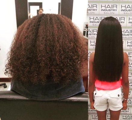 Before and after Keratin Complex Hair Treatment