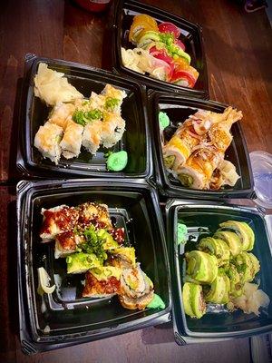 Rainbow Roll  Super California Roll  King Kong Roll  Tiger Roll Caterpillar Roll