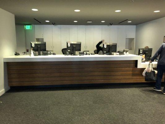 Inside front desk