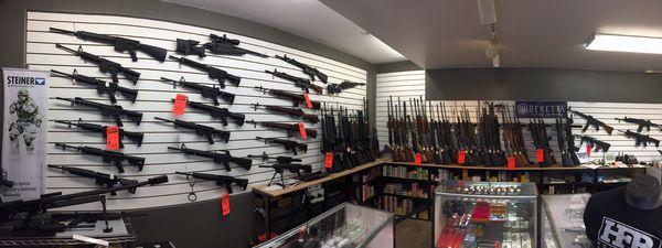 Lots of rifles and handguns lots of ammo they have reasonable prices