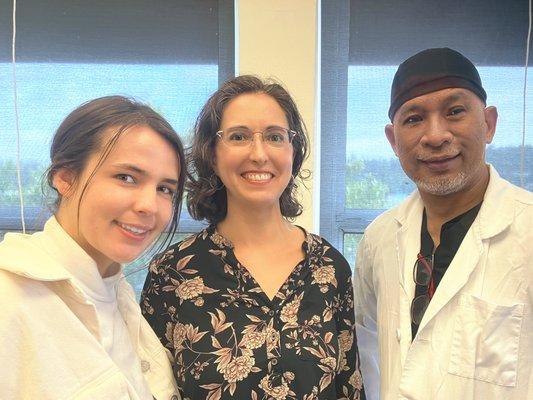 Receptionists Kennagh and Nancy with IV Nurse Rex