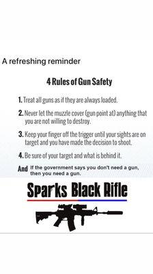 Know the rules of safe firearms handling! Learn, live, teach.