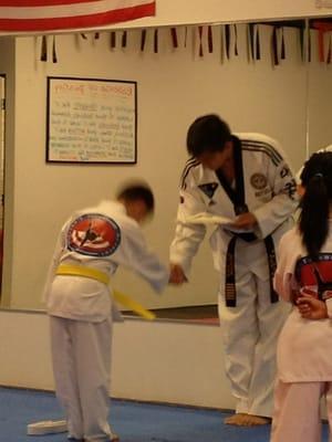 Go Cole! Great job on earning your yellow belt.