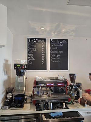 Coffee menu