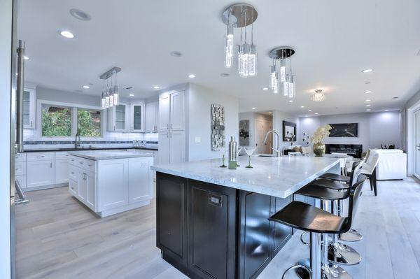 custom lighting inside an entire home and kitchen renovation