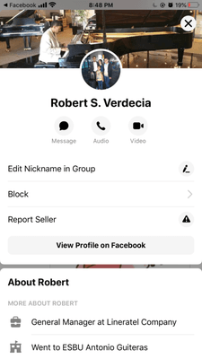 Robert's Facebook profile.