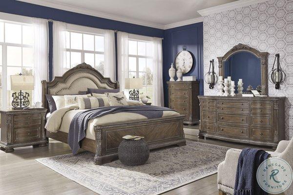 upholstered  luxary victorian style bedroom set king queen available