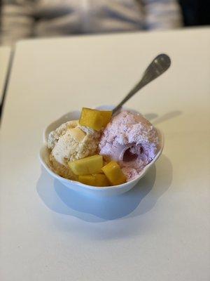 2 Scoops of Ice Cream (vanilla and strawberry)