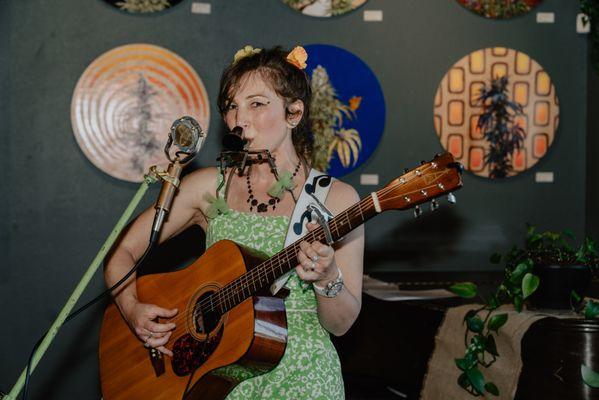 Junebug Bayer, local musician, playing Treehouse's 2024 420 event