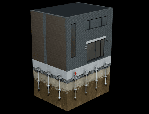 GT FOUNDATIONS Helical Pile stabilization.