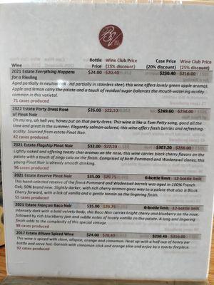 Wine Menu - Sept 2023