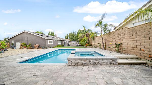 Full Backyard Remodel with Pool and spa remodeling and pavers pool deck