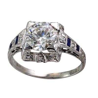 1.50 carats, G VS1, Art Deco engagement ring.