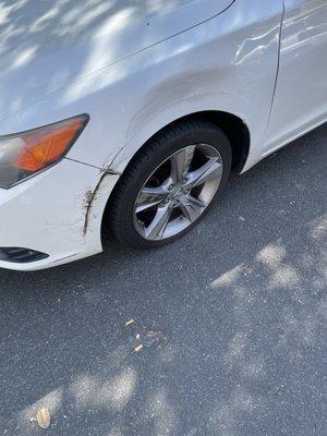 Damage caused by accident