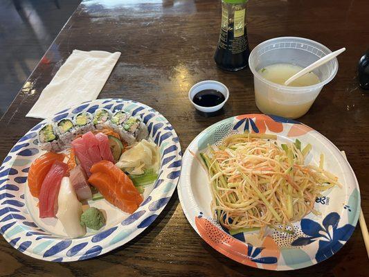 Sushi lunch and Spicy Kani salad.