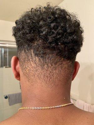 An example of an uneven haircut