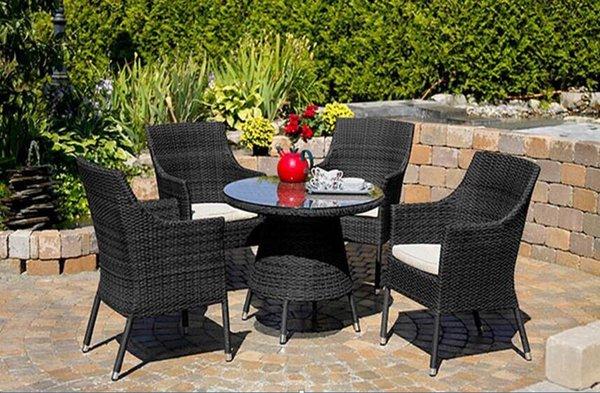 31" Bistro dining set with two or four chairs. Perfect for small balconies.