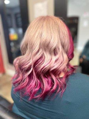 Blonde and pink.