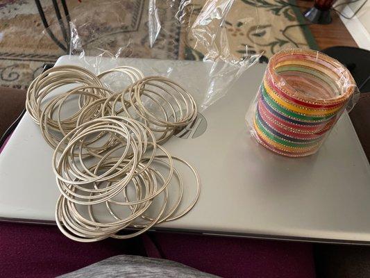 This 2 sets of bangles cost me $43.00 Overpriced for plastic bangles