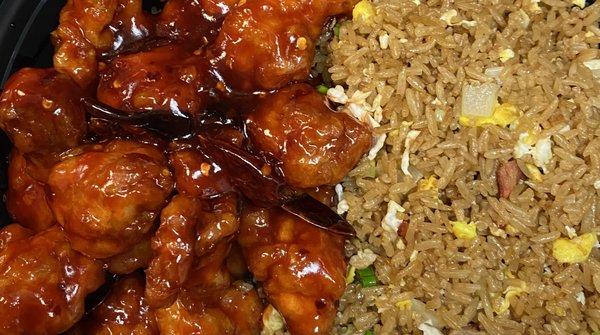 General Tso's Chicken with Pork Fried Rice