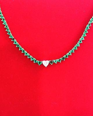 Heart shaped tennis necklace