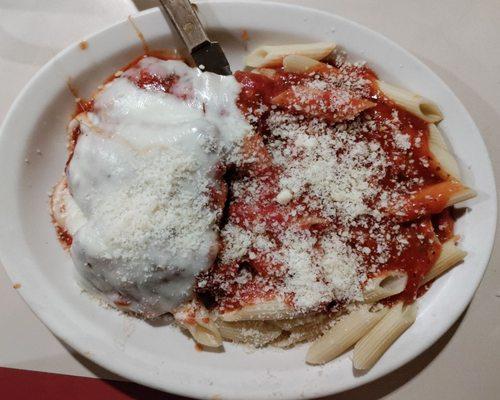 Special order veal parmigiana was tender and delicious