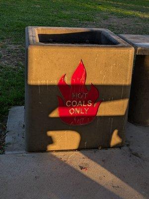 Hot coals only