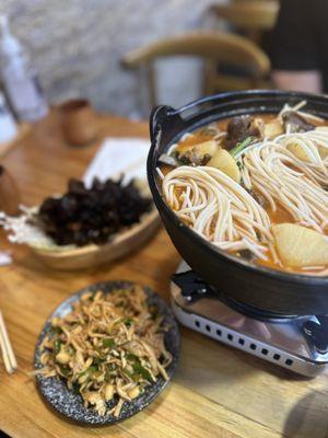 Mutton noodle soup and mouth watering chicken appetizer