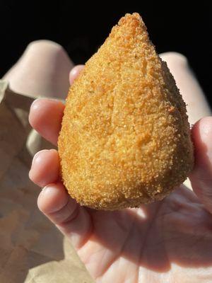 Chicken and cheese coxinha(Brazilian croquettes). Served from their hot bar. Delicious!!