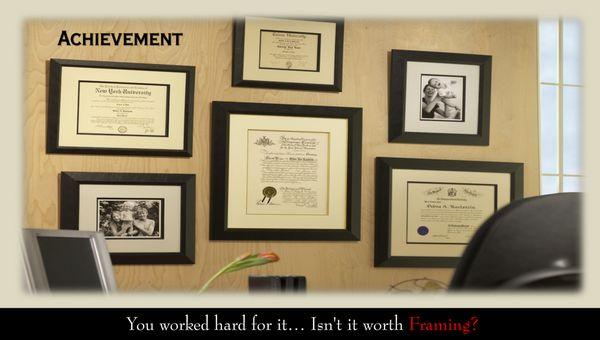 Degrees, Diplomas & Documents Custom Framed. You Worked Hard for it... Isn't it Worth Custom Framing?