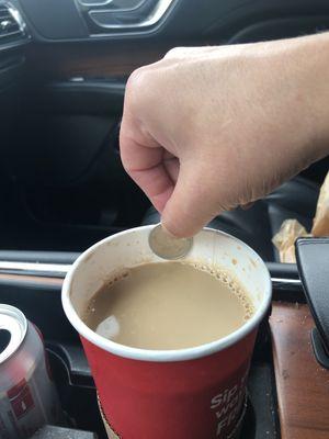 This is the cup that I was poured for an extra large coffee that I asked to be filled up to the top.