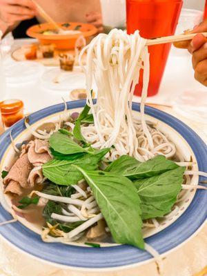 Rare Steak and Beef Meatballs pho