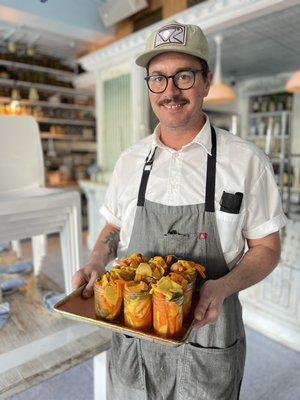 Chef JT with Housemade pickled vegetables