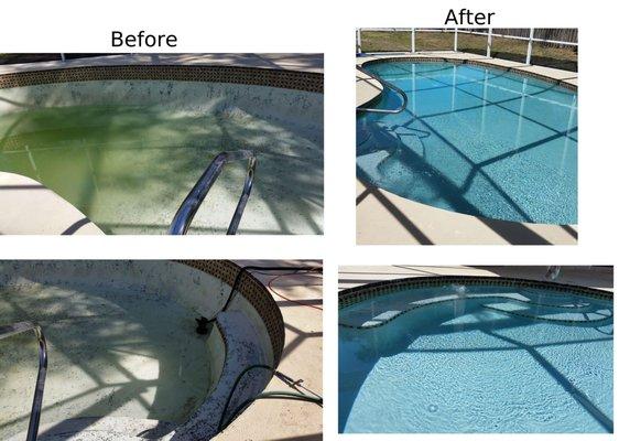 Before and after pics of my pool that Pool Butler resurfaced