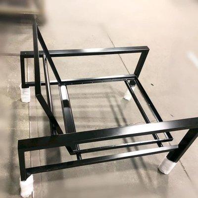 Powder coated black chair frame.