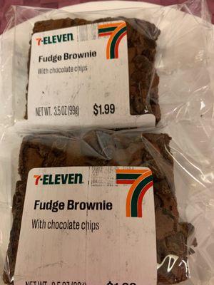 Two Fudge Brownies with Chocolate Chips . Price $1.99 each.