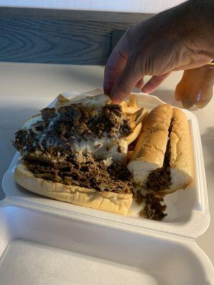 Mushroom cheesesteak & fries