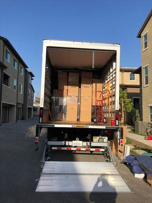 Trucks with ramps or lift gates, a truck properly packed to make the best use of truck space.