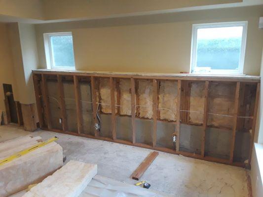 Wall prior to drywall installation.