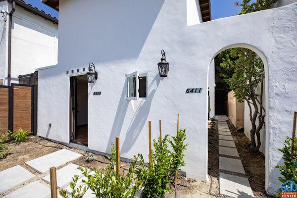 Garage conversion to a studio ADU with a loft.