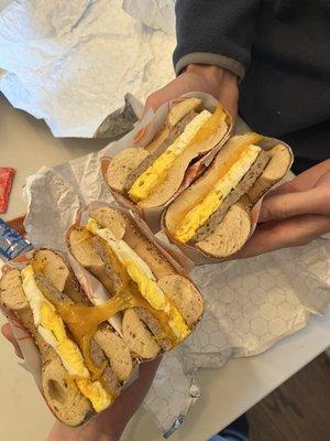 Sausage egg and cheese bagels