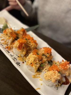 The fireball roll with masago... one of our top 3