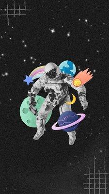 An astronaut floating around in space