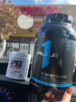 The essentials; pre-workout and protein.