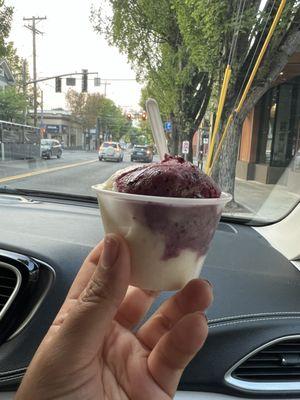 Pineapple and blueberry sorbet.