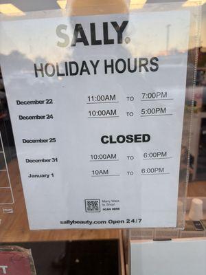 Holiday Hours