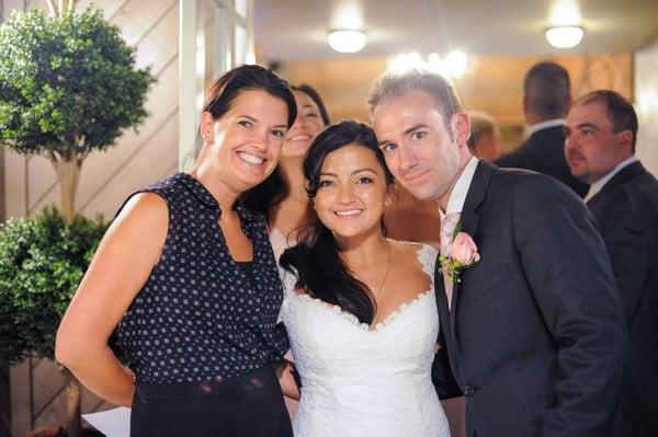 A quick picture with our amazing coordinator Mindy before we walk into the reception as husband and wife Calamigos wedding 8/3/14