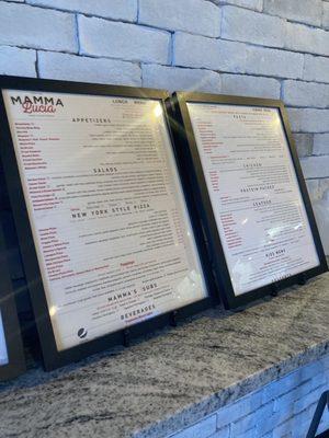 Menu at entrance