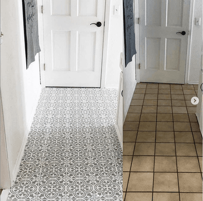 tile stencils: before and after (customer photo)